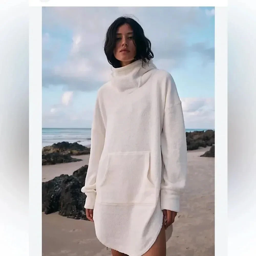 INTIMATELY free people small beach oversized hoodie cream